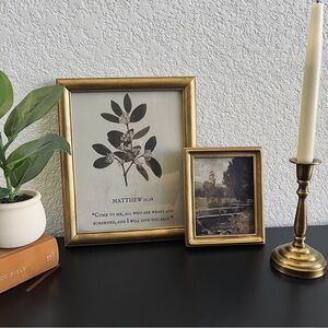 Set of 2: Matthew 11:28 Christian Bible Verse Art in Refinished Vintage Frames